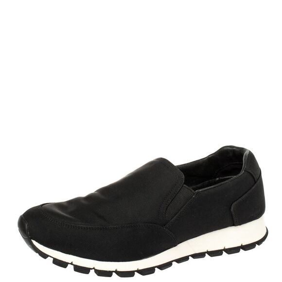 Prada Sport Black Canvas Slip On Sneakers Size 41 - Picture 1 of 4